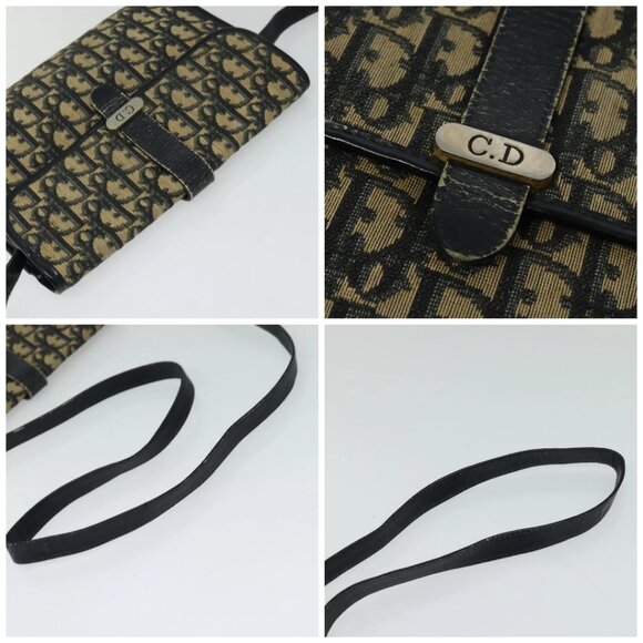 Christian Dior Trotter Canvas Shoulder Bag Navy Gold Auth 123224 - Picture 16 of 16